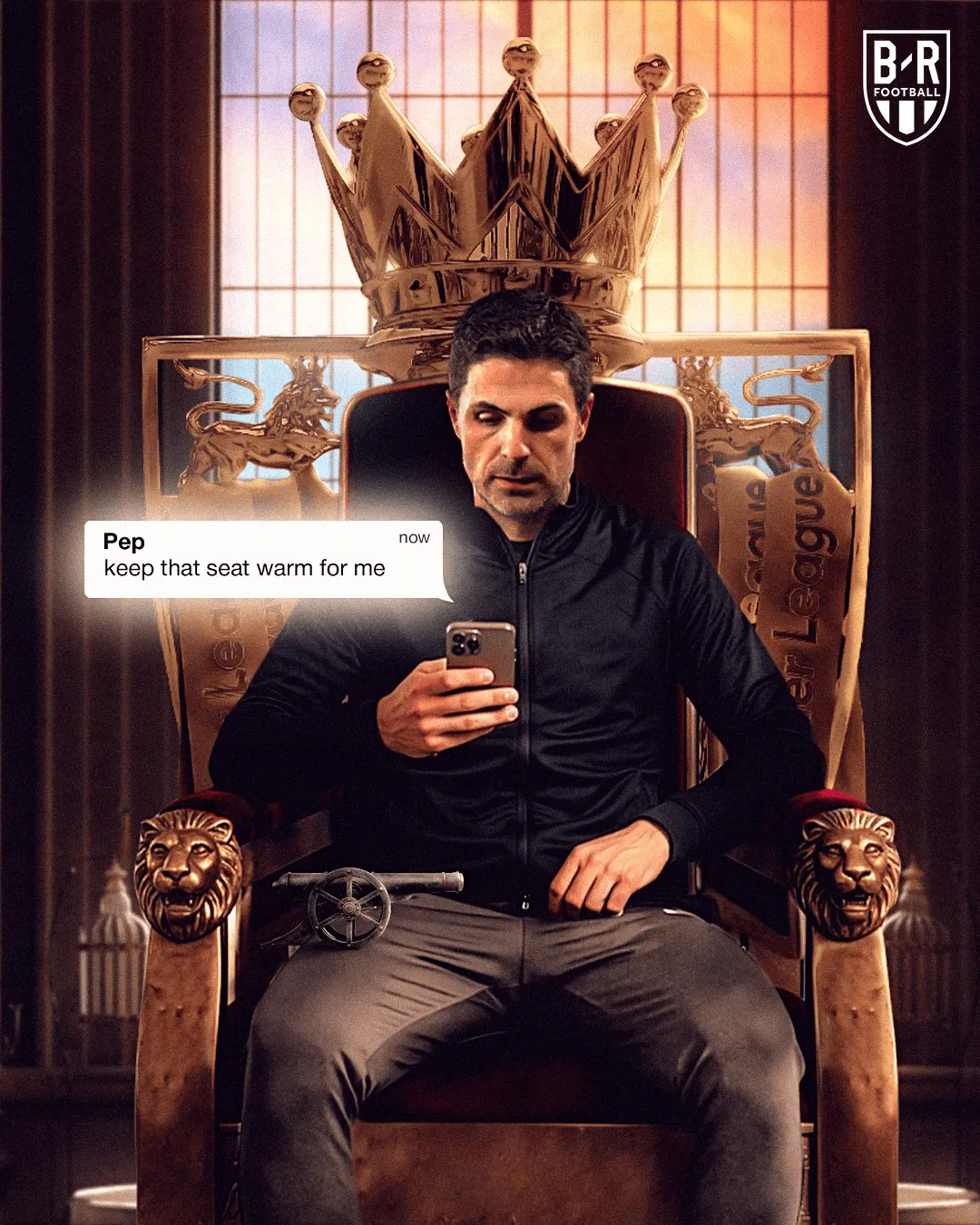 服务-B/R创意海报：塔帅坐回王位，瓜帅发来一句“先帮我暖着”